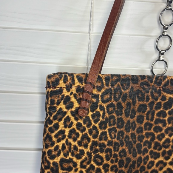 Lucky Brand Tote Bag Leopard Print Cotton Shoulder Straps Travel Work Office GO - Picture 2 of 8